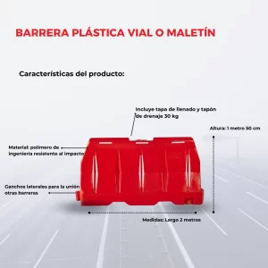 Barrera plástica vial o Maletín